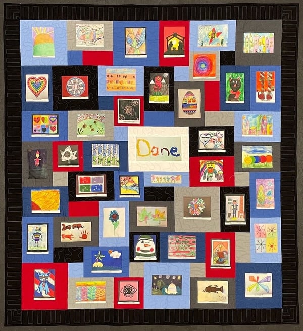 Child's art used in an awesome Too Cool quilt