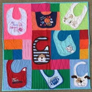 The baby bid quilt here is 36" x 36"