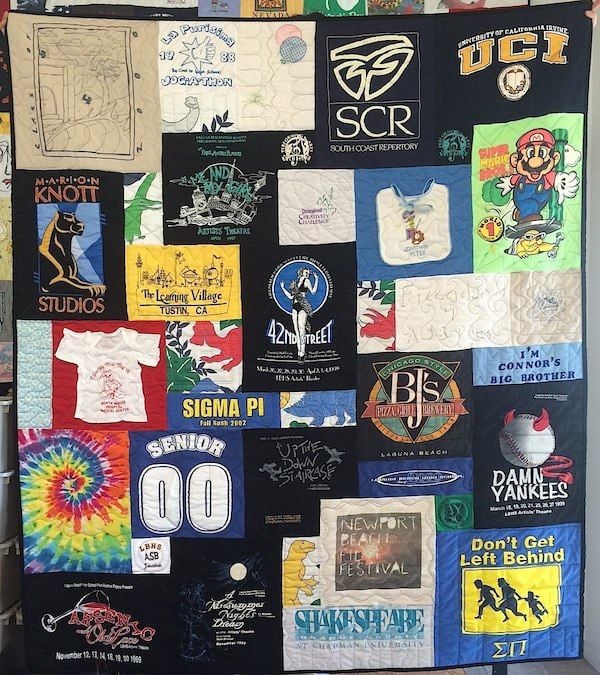 A T-shirt quilt with a block the customer did not care for.