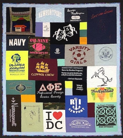 T-shirt quilt made from a lifetime of T-shirts.