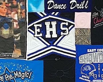 Cheer outfits close up used in a T-shirt quilt