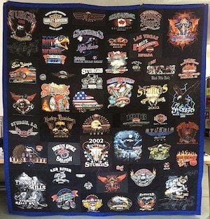 An all black Harley T-shirt quilt