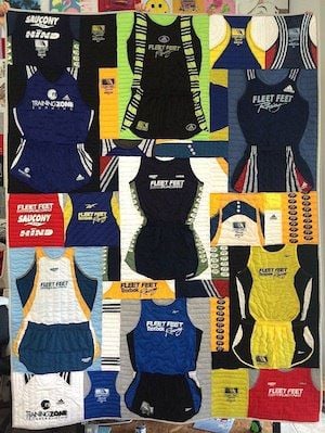 Running outfits used whole in a quilt