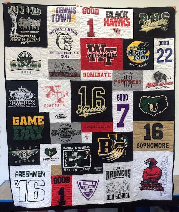 Football jersey quilt by Too Cool T-shirt Quilts