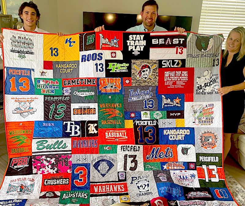 Graduation T-shirt quilt son and parents by Too cool T-shirt quilts