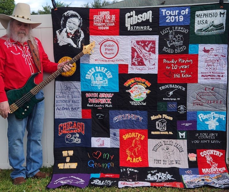 Guitar guy with T-shirt Quilt by Too Cool T-shirt Quilts