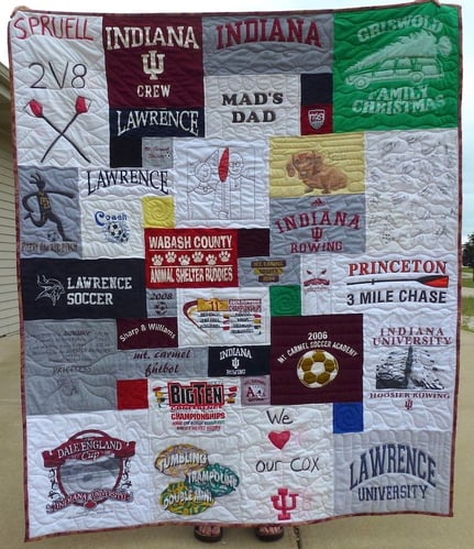 homemade t-shirt in a quilt makes for a large block