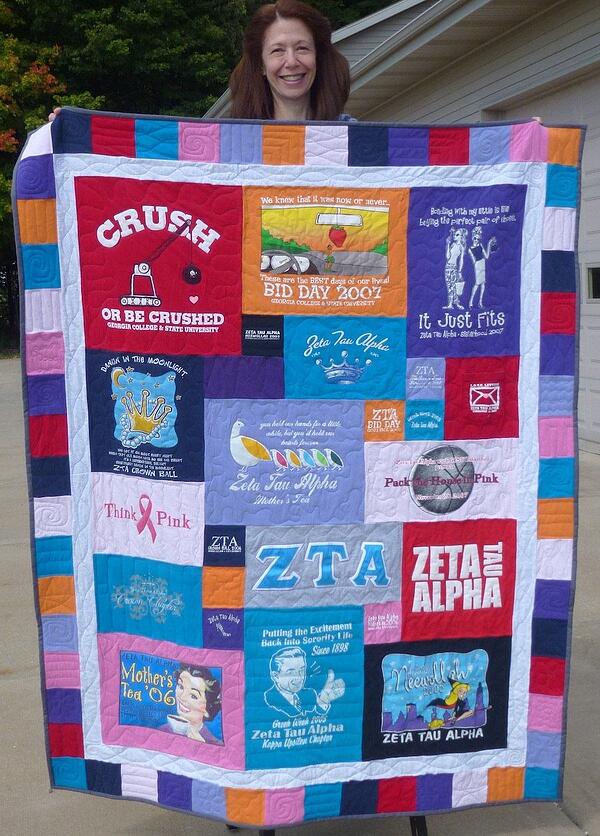 Use a border to make a T-shirt quilt large.