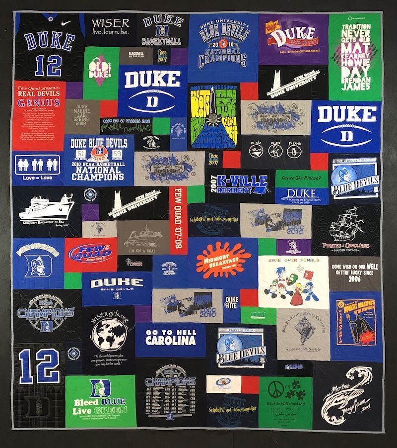 Colorful Duke T-shirt quilt by Too Cool T-shirt quilts