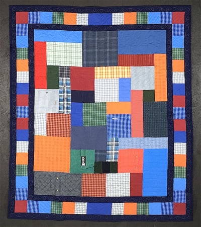 Memorial quilts made from plaid shirts