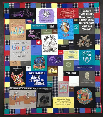 Memorial quilt with plaid