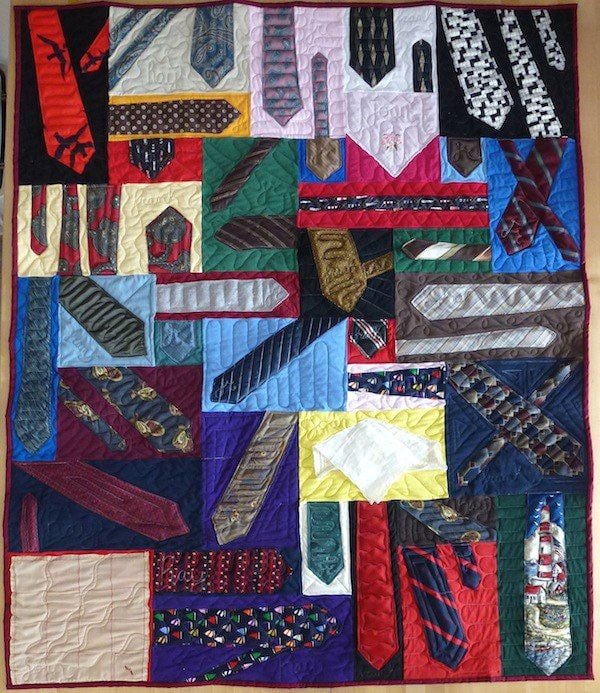 necktie quilt with a few hankies