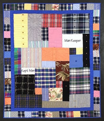 Plaid border on a memorial quilt