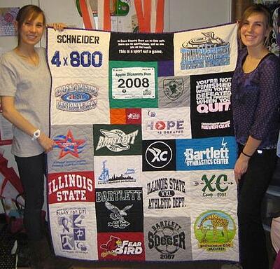 A runner and her T-shirt quilt