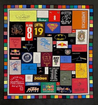 Stained-glass double border - colorful by Too Cool T-shirt Quilts