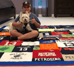 Boy & Dog on a -shirt quilt