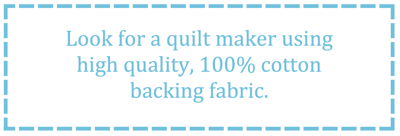 What to look for in a T-shirt quilt - 100% cotton backing fabric